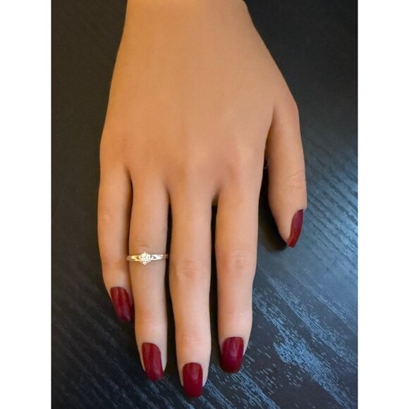 14K Gold Diamond Thin Band Engagement Ring - Picture 9 of 10